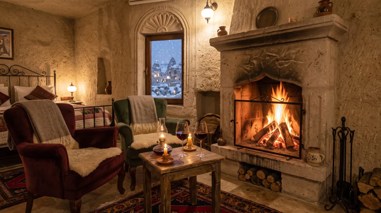 Kapadokya'da Büyüleyici Bir Kış Masalı: Kapadokya Hill Hotel & Spa'da Şömineli Lüks Konaklama